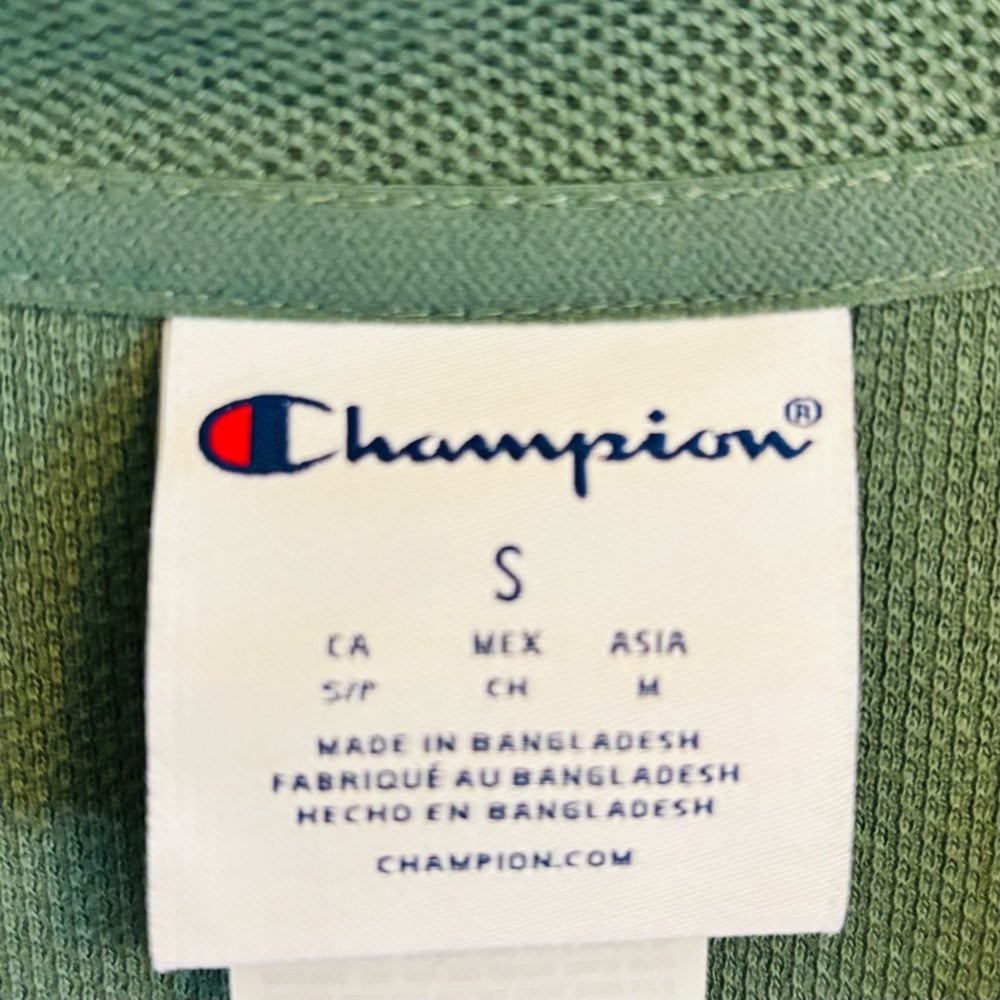 Champion Green Quarter Zip Cropped Pullover with Patch Pockets - Picture 6 of 8
